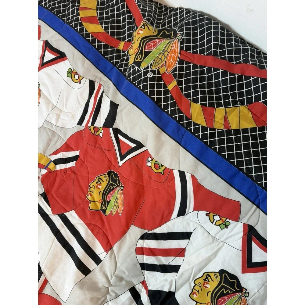 Vtg 90’s NHL Chicago Blackhawks Hockey Bed Comforter Sheet Queen Sz